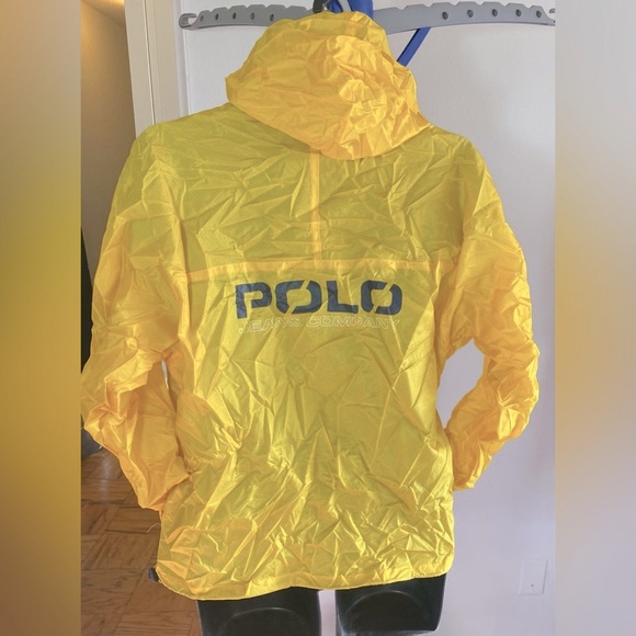 🏇🏽💛Polo Ralph Lauren Jeans Packable Windbreaker Jacket Yellow Blue Size M - Picture 6 of 12